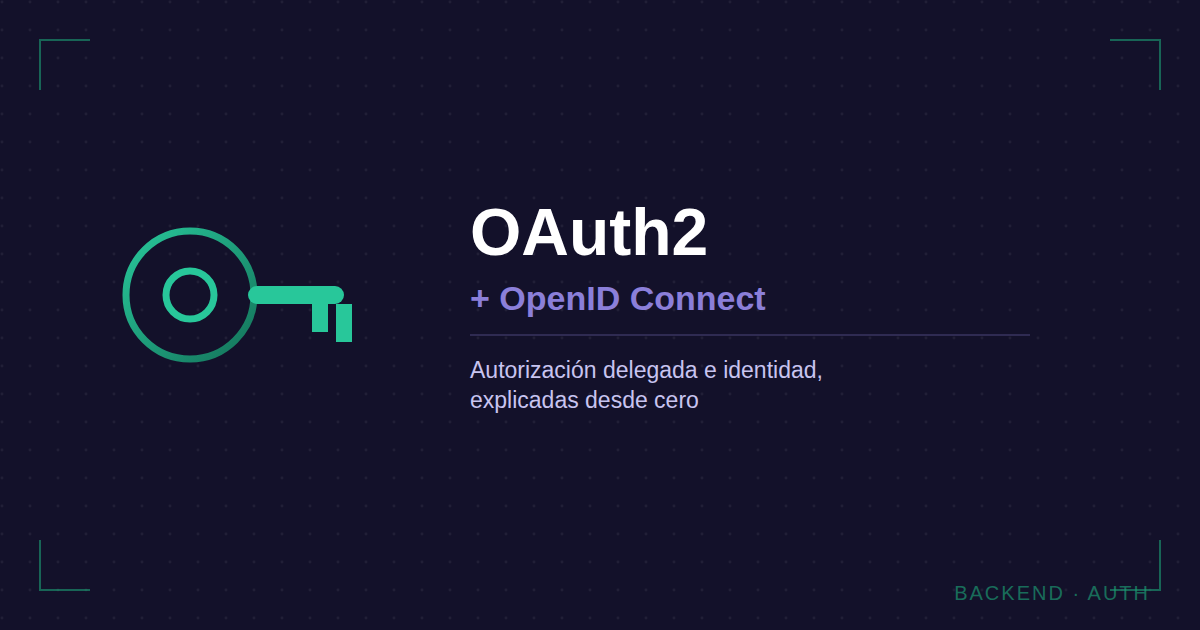 Icono de llave de valet parking junto a los textos OAuth2 y OpenID Connect sobre fondo oscuro